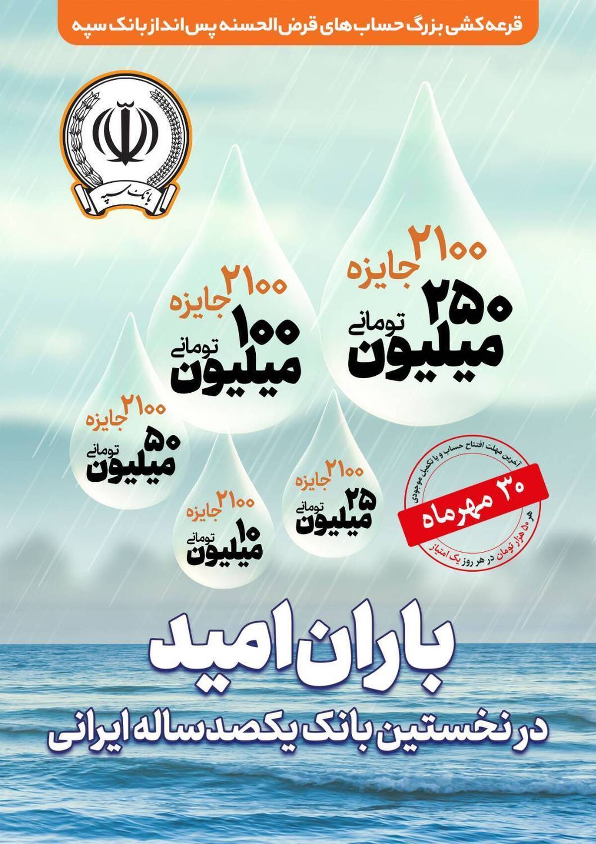جوایز چهل و پنجمین قرعه‌کشی بزرگ حساب‌های قرض‌الحسنه پس انداز بانک سپه اعلام شد